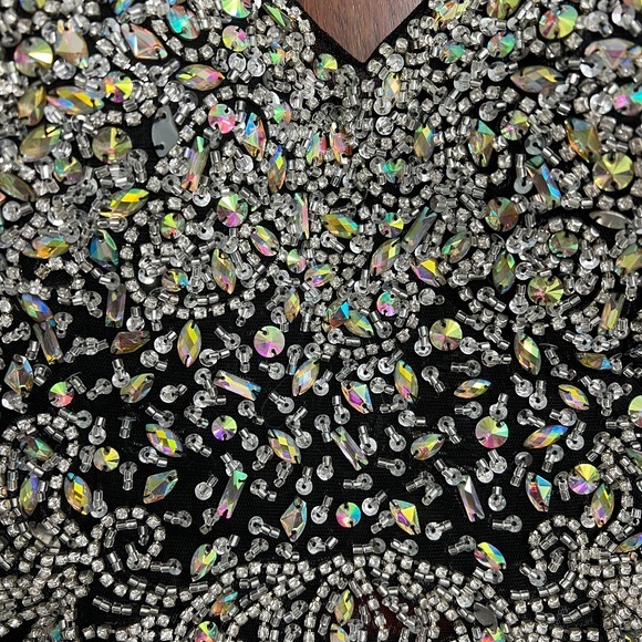 Dancing Queen Beaded Cocktail Dress Black NWOT Size Large - Picture 6 of 16